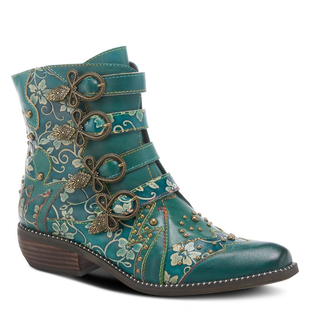 L'Artiste by Spring Step Womens Rodeha Leather Ankle Bootie -- Teal, 35M NEW